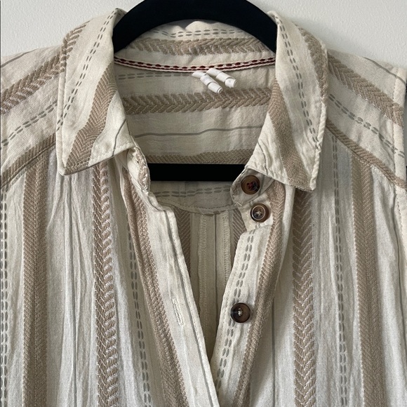 Anthropologie Beige Striped Sleeveless Tunic- Small - Picture 4 of 10